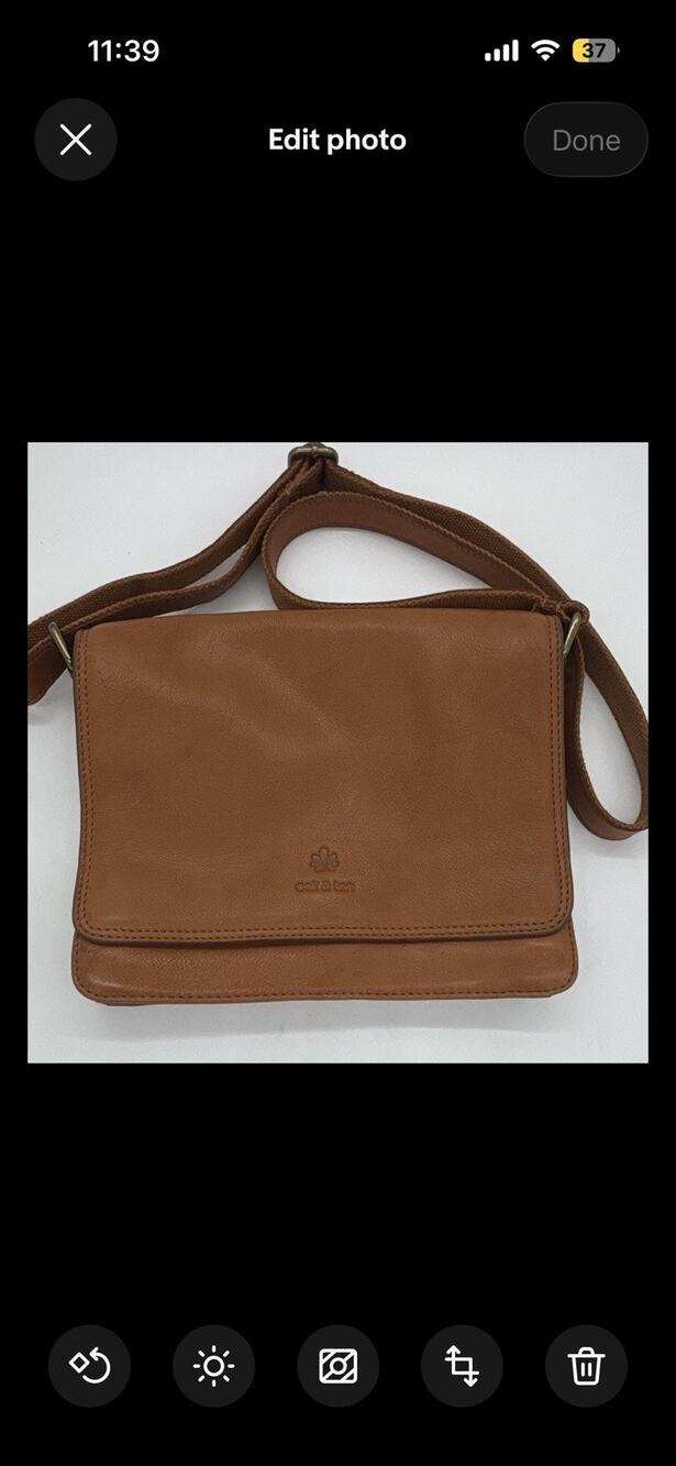Oak And Tan Adjustable Crossbody Bag Leather